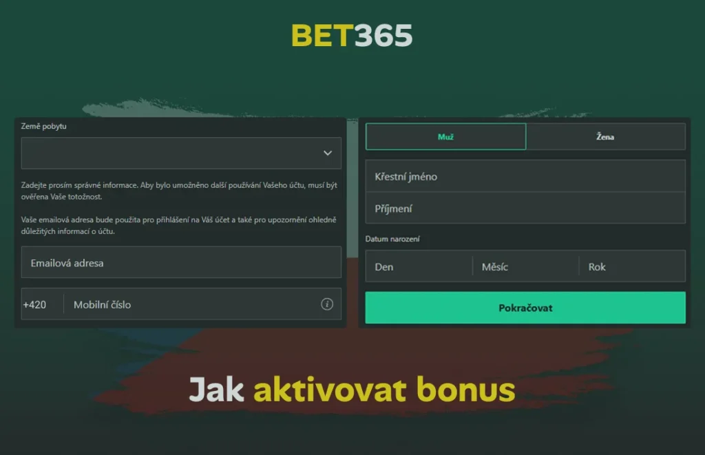 Jak uplatnit bonus na Bet365 krok za krokem