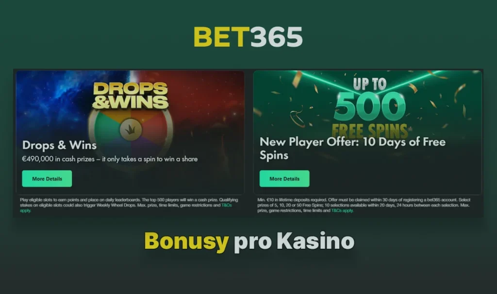 Kasino bonusy Bet365 v České republice