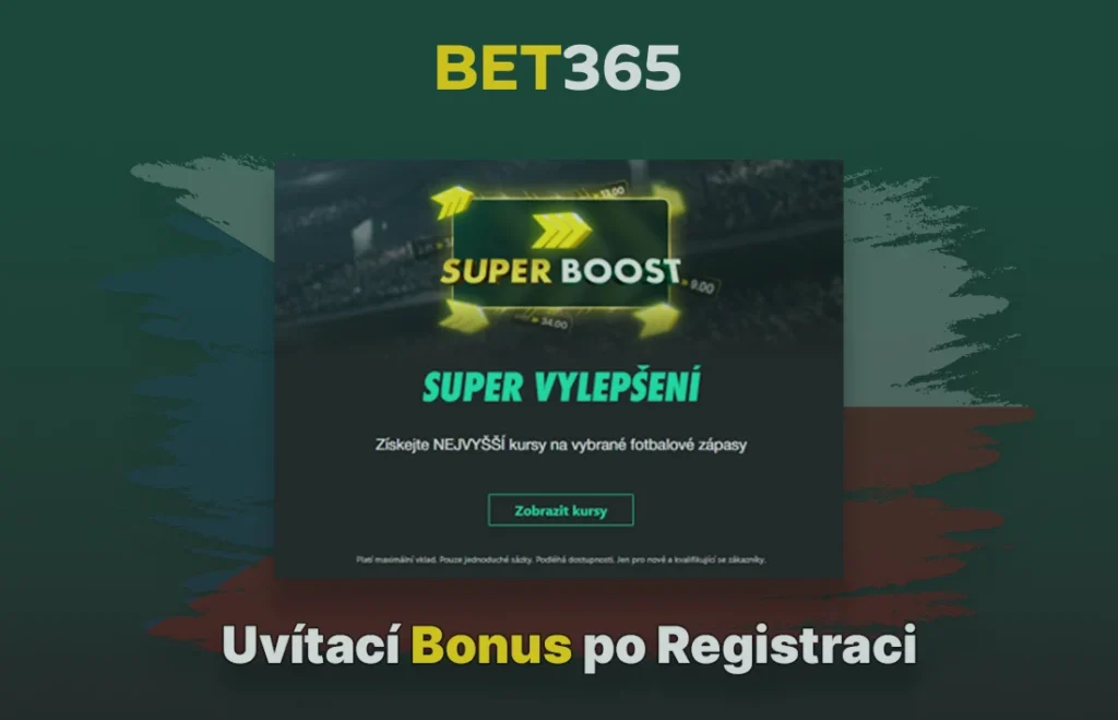 Uvítací bonus Bet365 po registraci v České republice