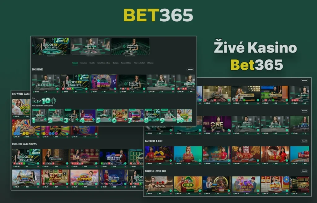 Živé kasino Bet365 s live dealery v České republice